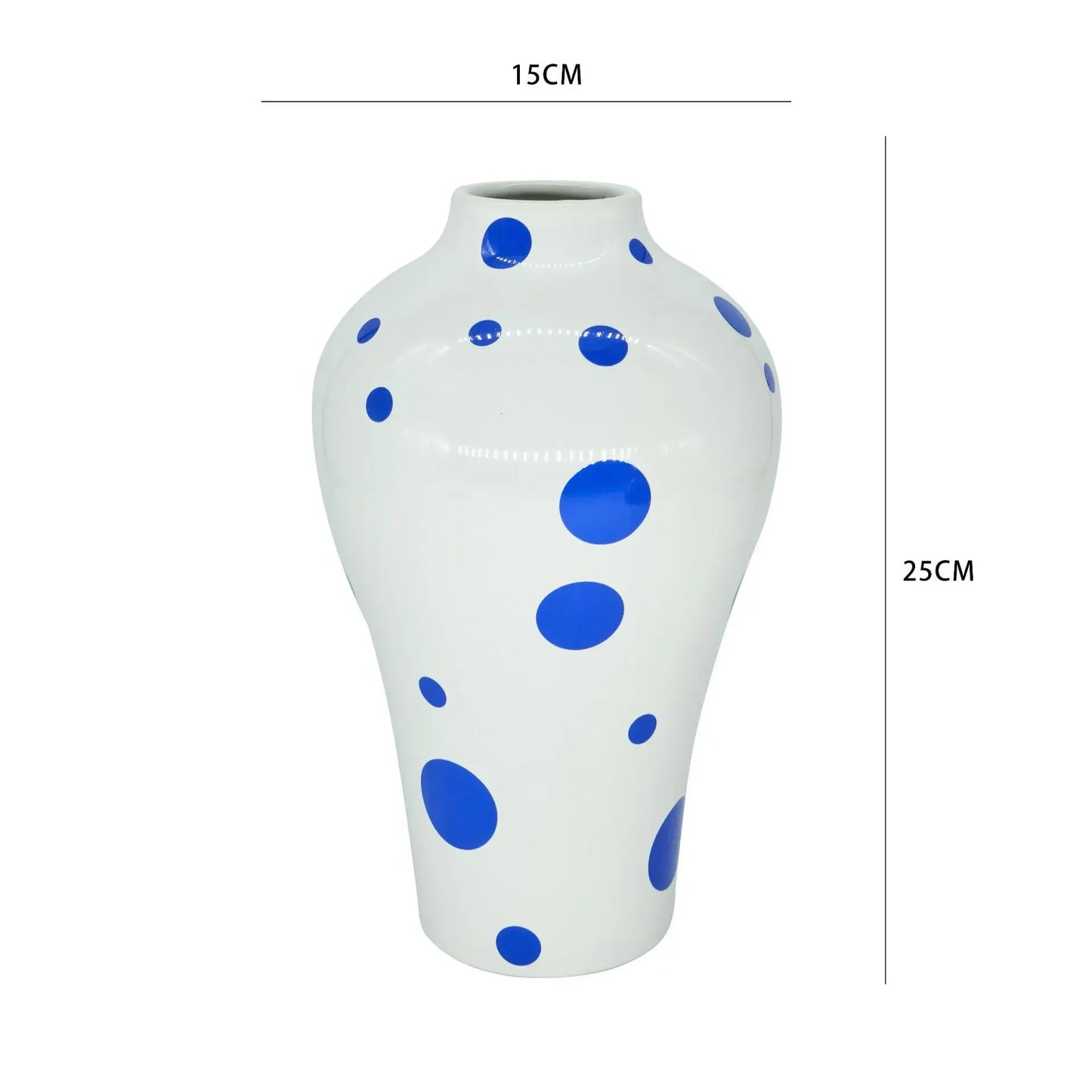 Blue & White Ceramic Vase (Striped, Checkered or Dotted)