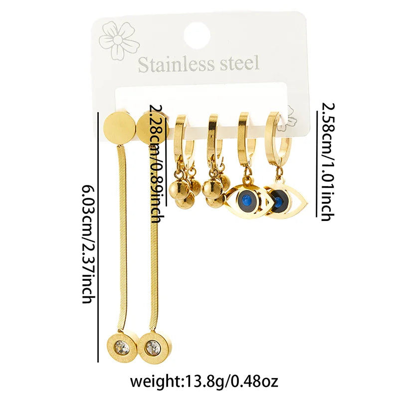 Stainless Steel Colorful Zircon Tassels Earrings