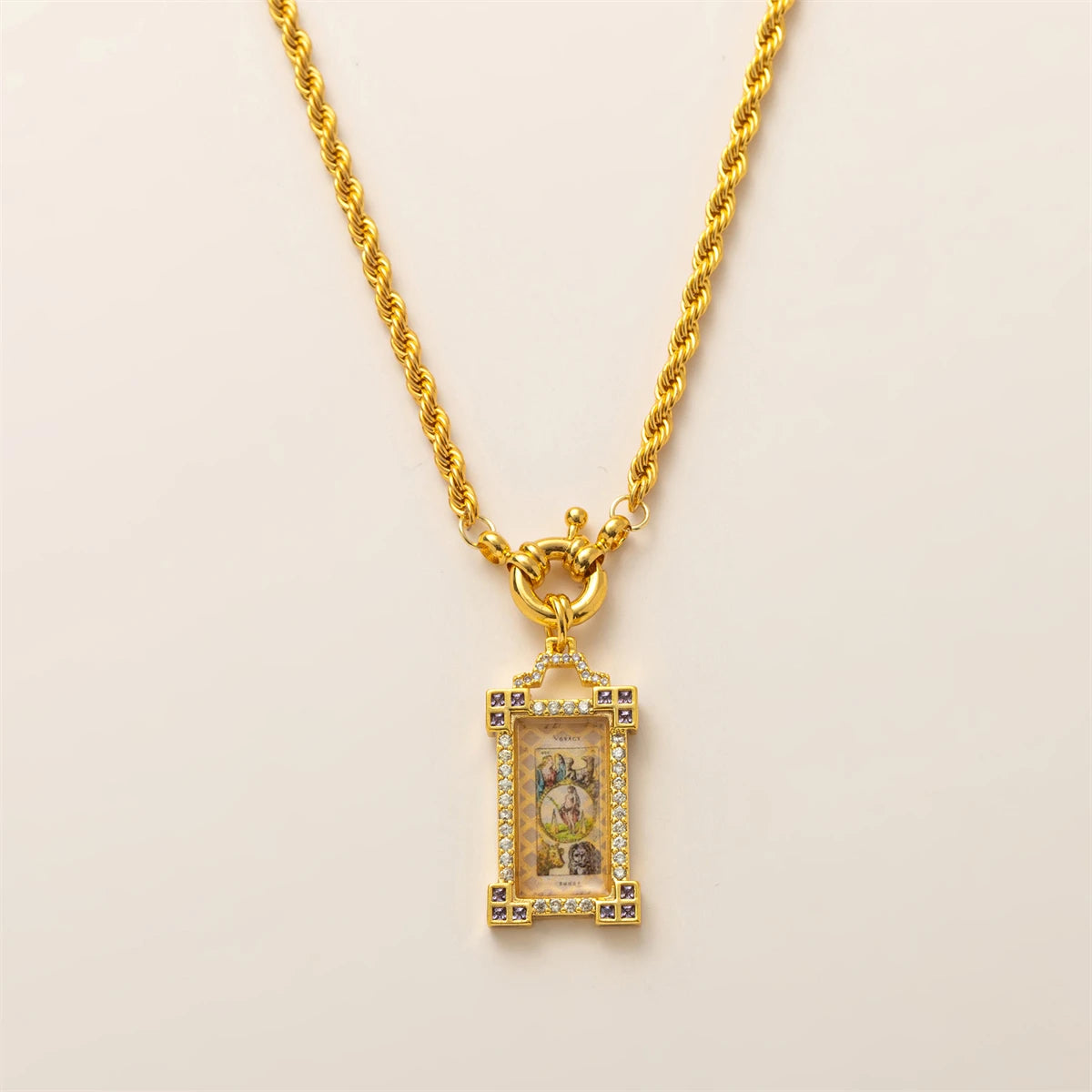 Gold-plated Bohemian Tarot Card Necklace