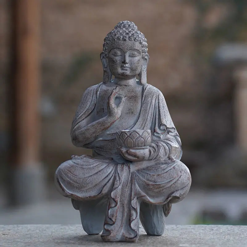 Outdoor Zen Buddha Sculpture Solar Light Garden Decoration