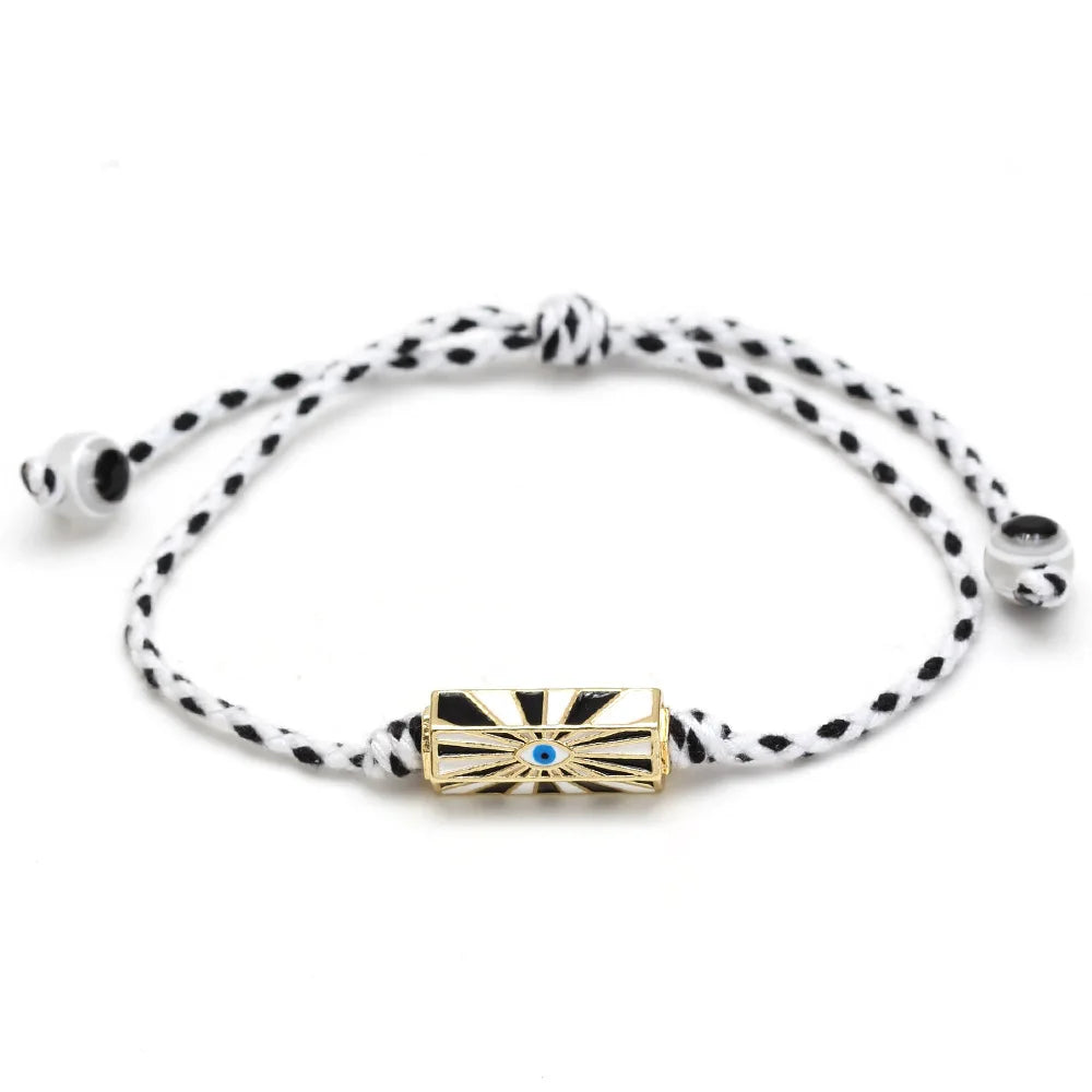 Adjustable Braided Rope Charm Bracelet