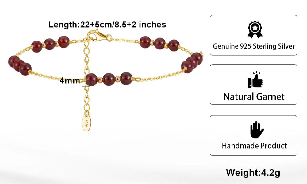 14K Gold & Garnet Anklet