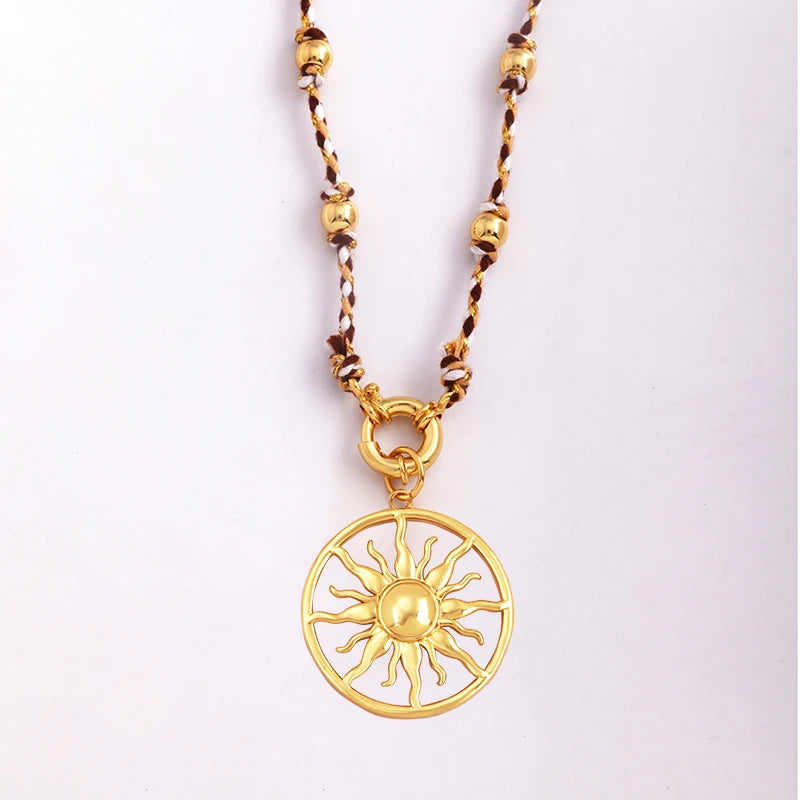 Celestial & Evil Eye Cord & Bead Necklace