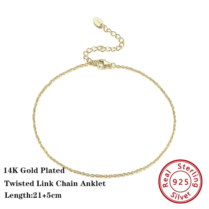 14K Gold Plated Sterling Silver Anklets (22 style options)