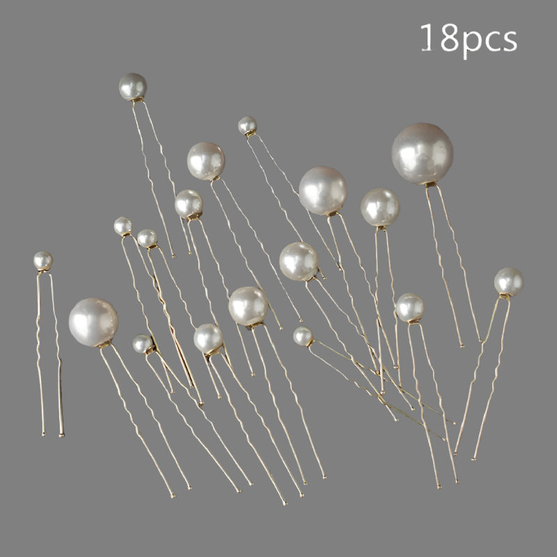 U-Shaped Pearl Hairpins (18 pieces)