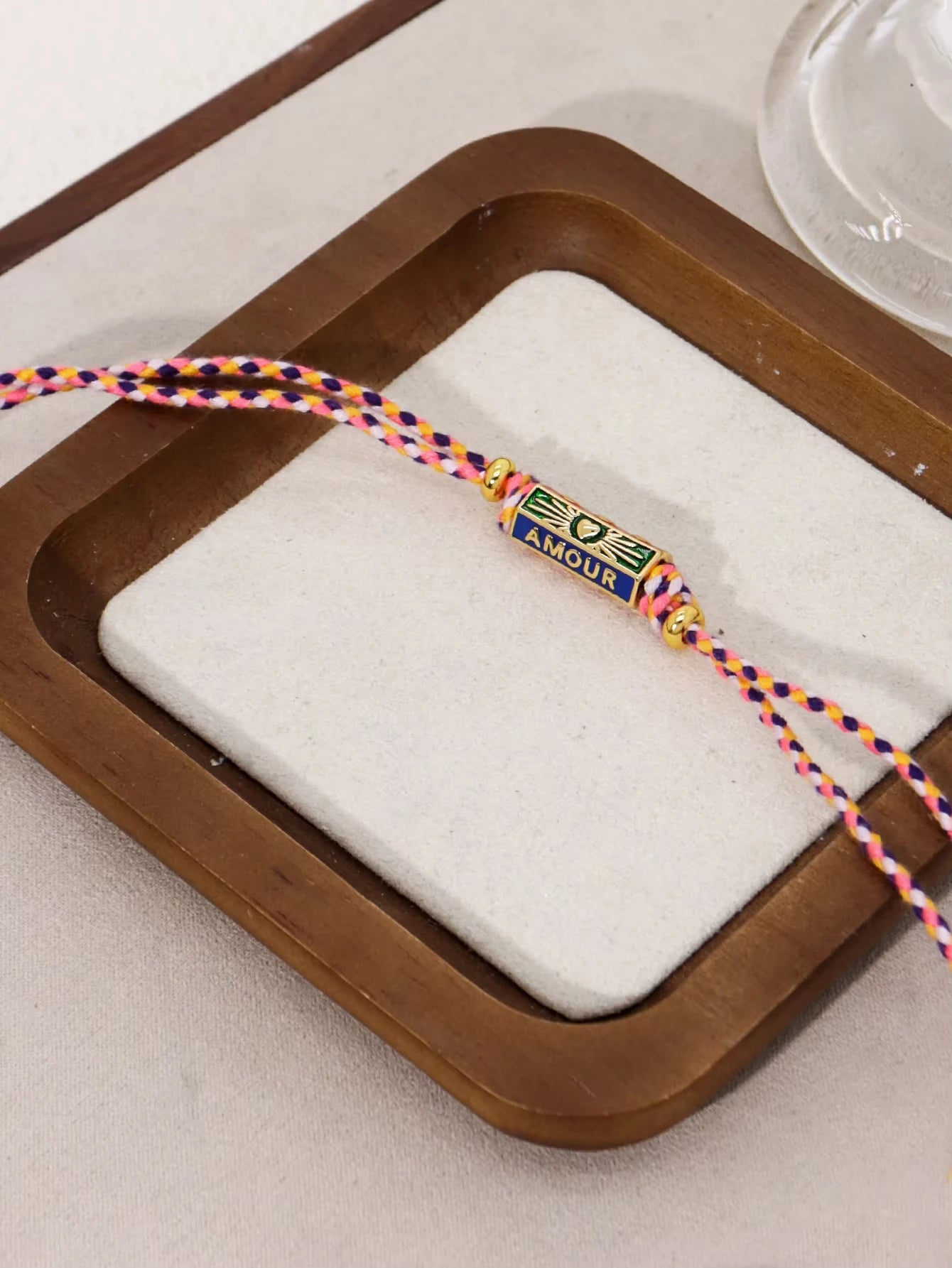 Handmade Braided Rope Pendant Necklace with Charms