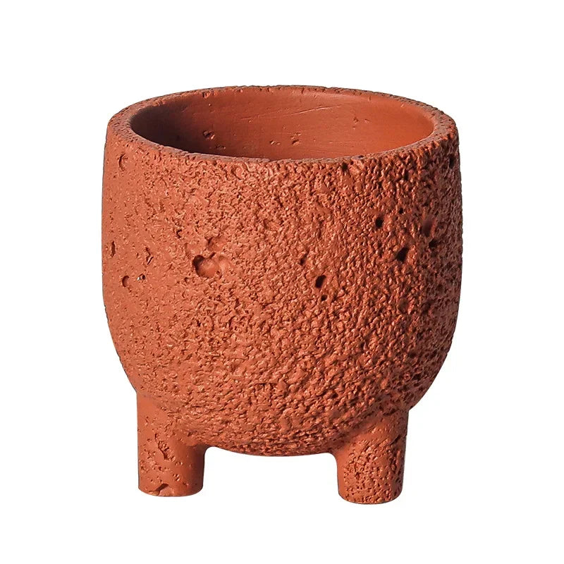 Volcanic Stone Cement Flower Pot with Feet