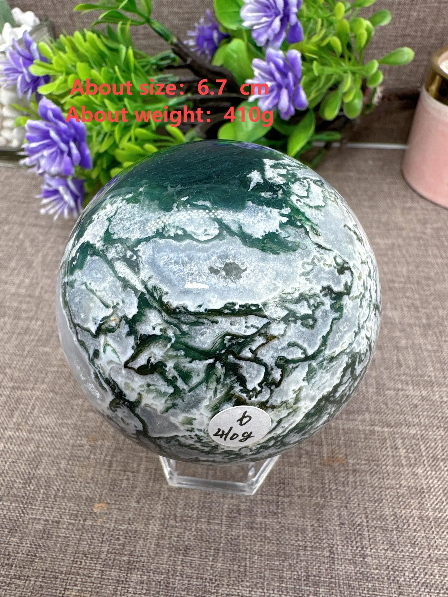 Moss Agate Druzy Sphere