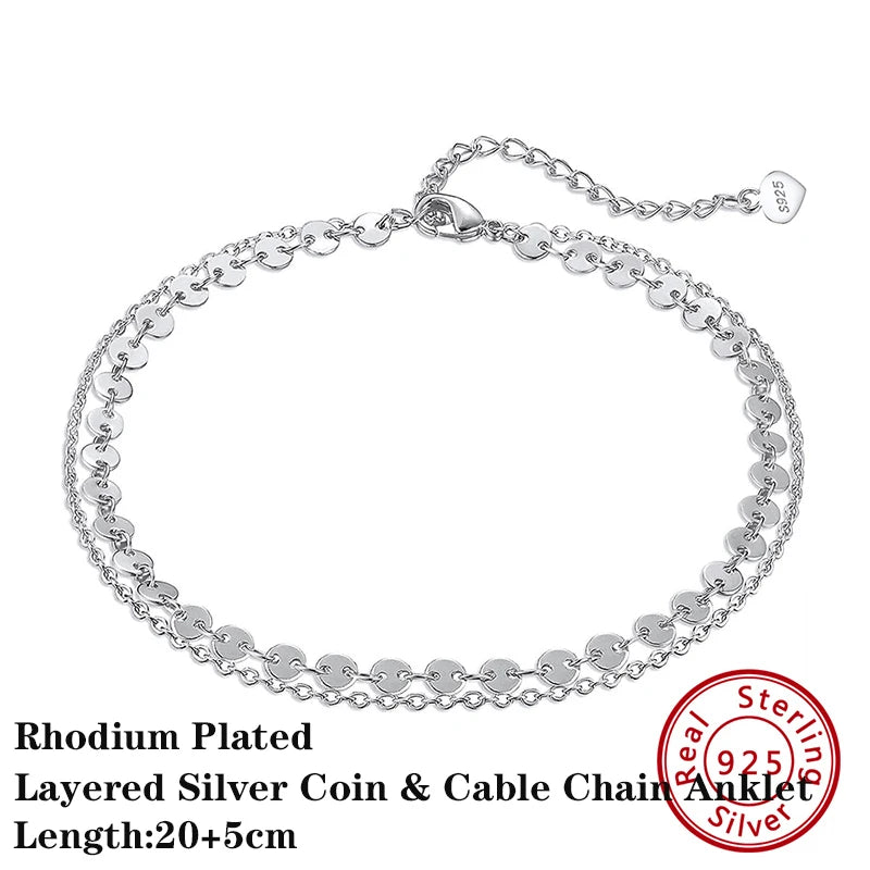 14K Gold Plated Sterling Silver Anklets (22 style options)