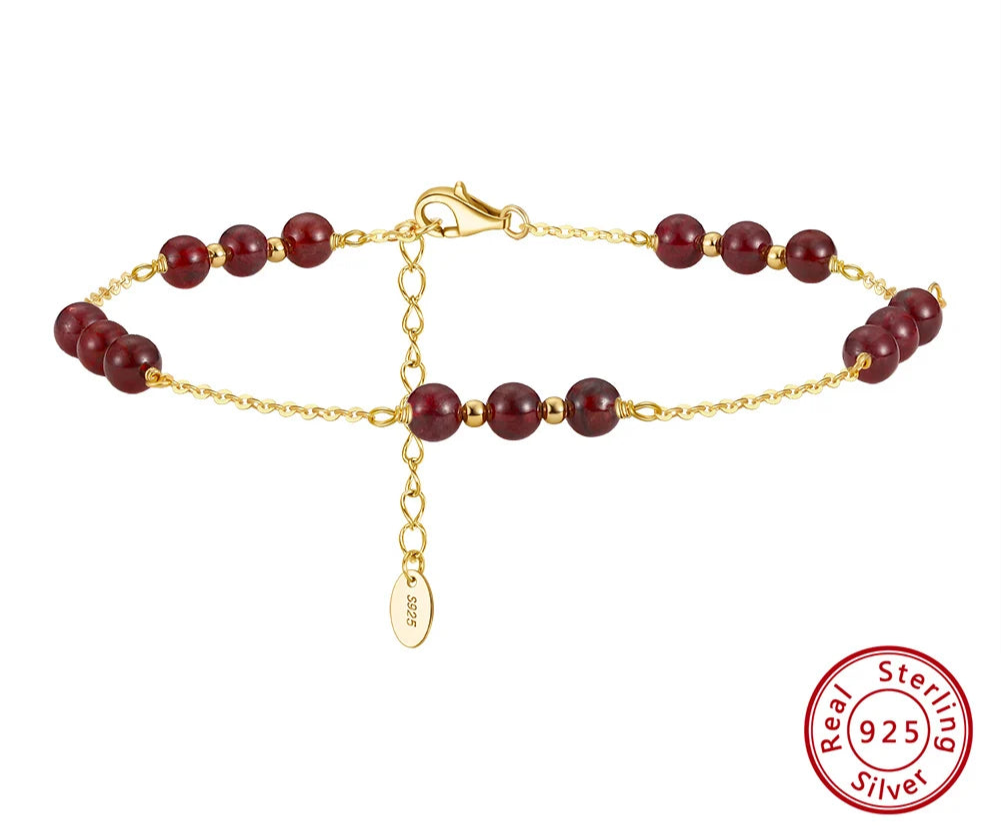 14K Gold & Garnet Anklet