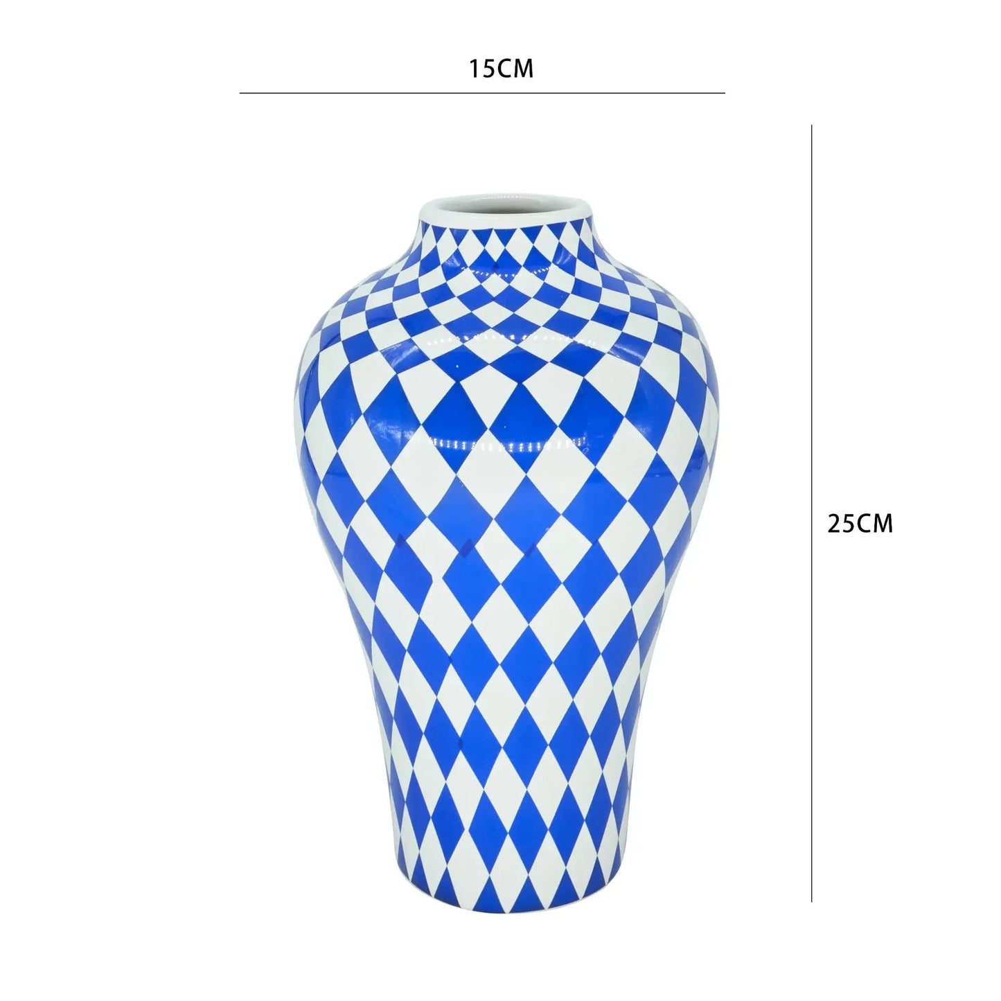 Blue & White Ceramic Vase (Striped, Checkered or Dotted)