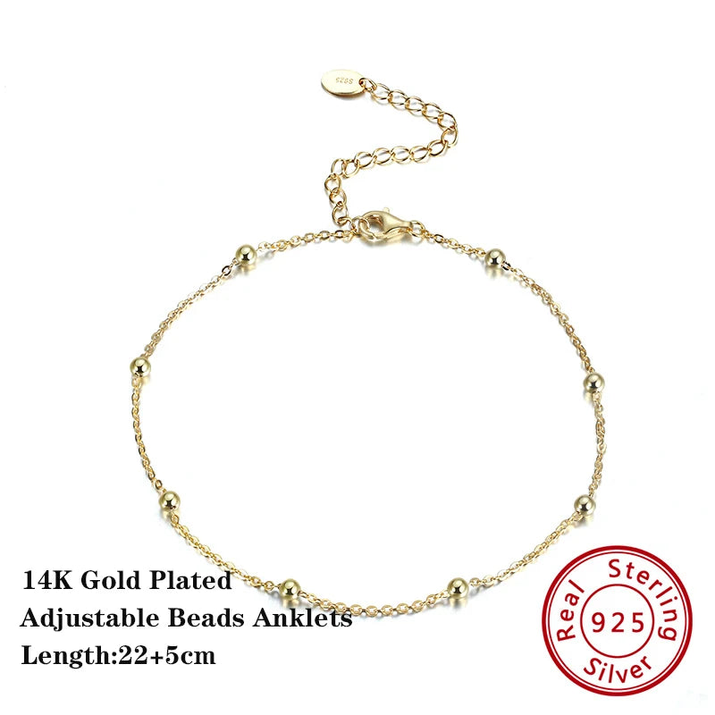 14K Gold Plated Sterling Silver Anklets (22 style options)