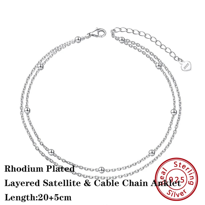 14K Gold Plated Sterling Silver Anklets (22 style options)