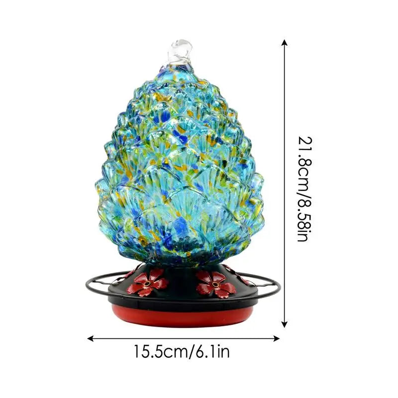 Colored Glass Hanging Hummingbird Feeder