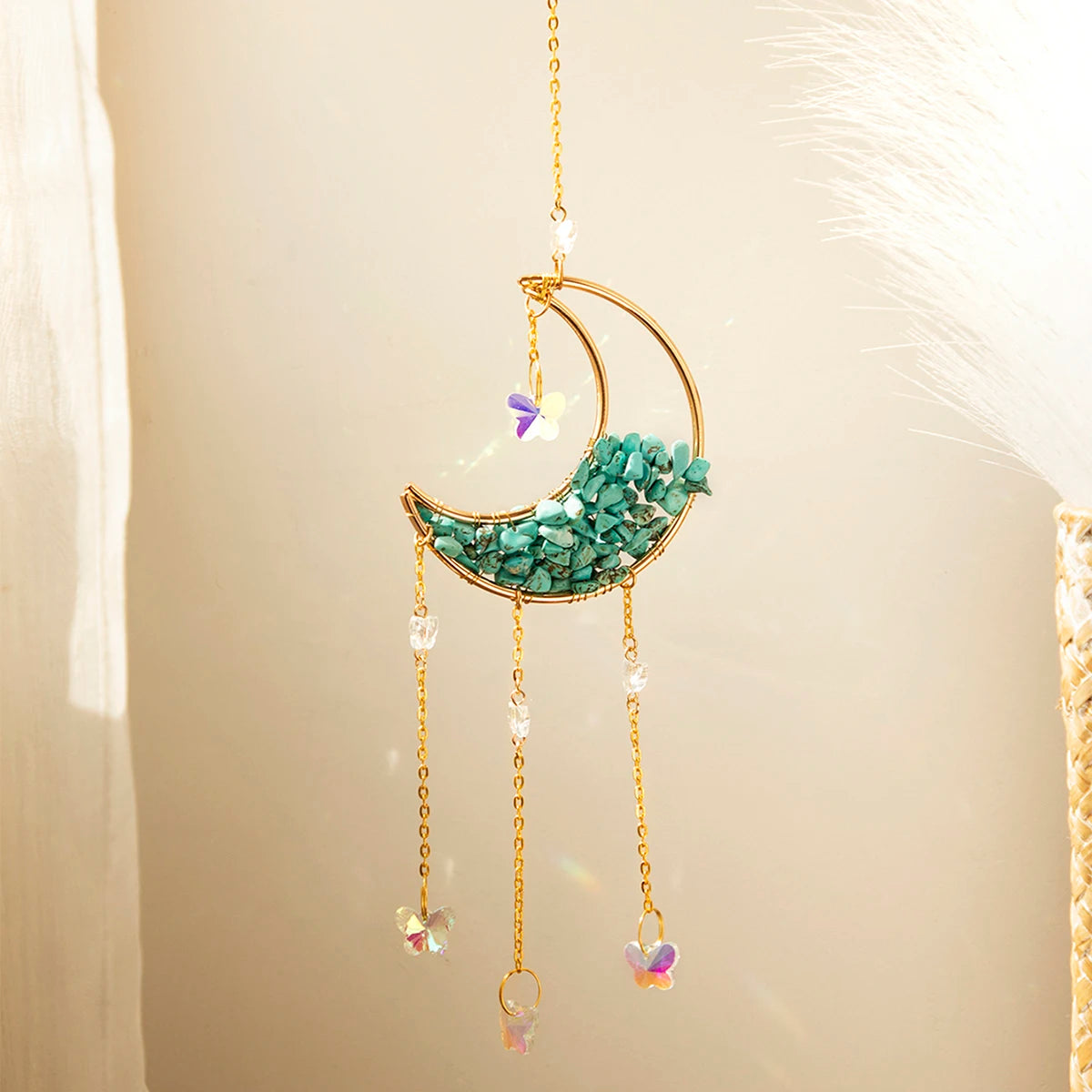 Crystal Suncatcher Moon Amethyst Rainbow Maker Garden Decoration