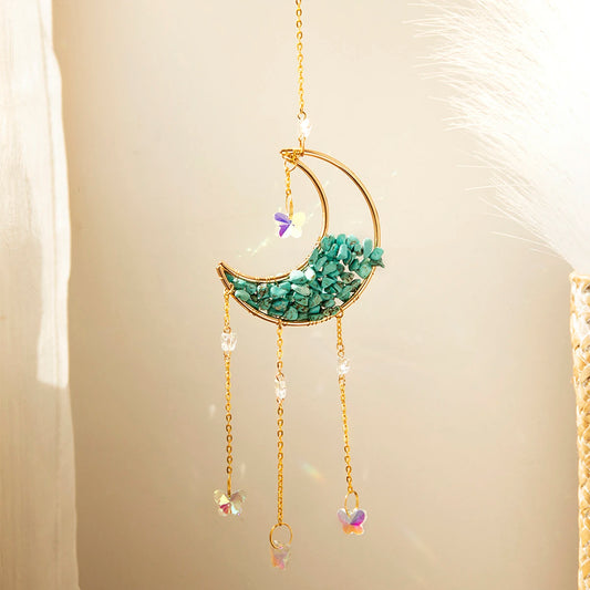 Crystal Suncatcher Moon Amethyst Rainbow Maker Garden Decoration