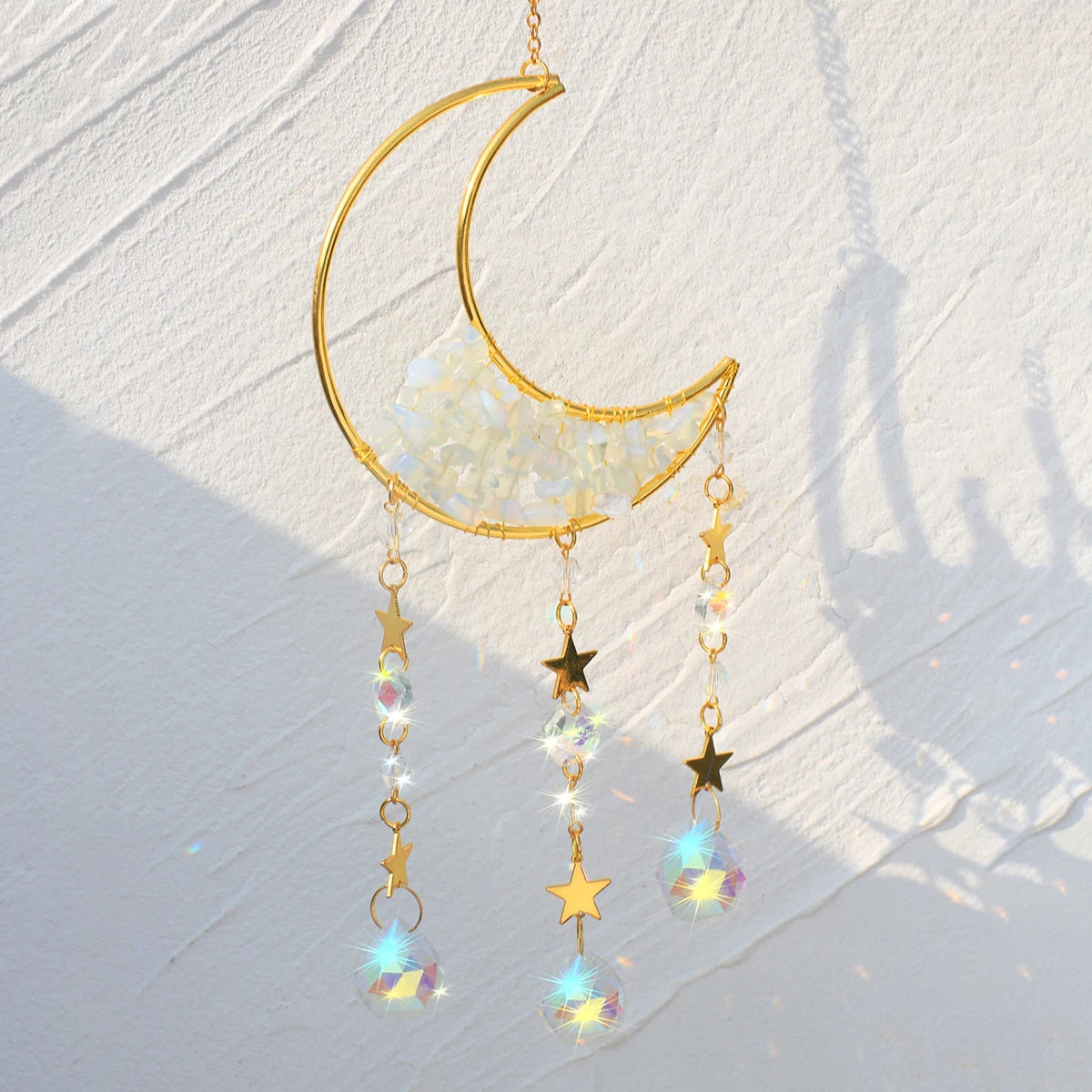Crystal Suncatcher Moon Amethyst Rainbow Maker Garden Decoration