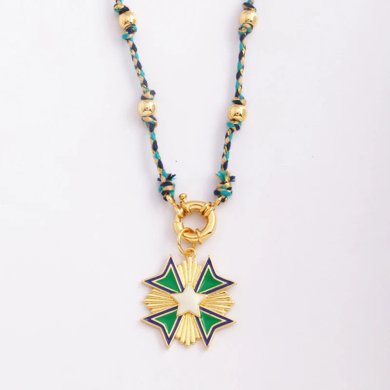 Celestial & Evil Eye Cord & Bead Necklace