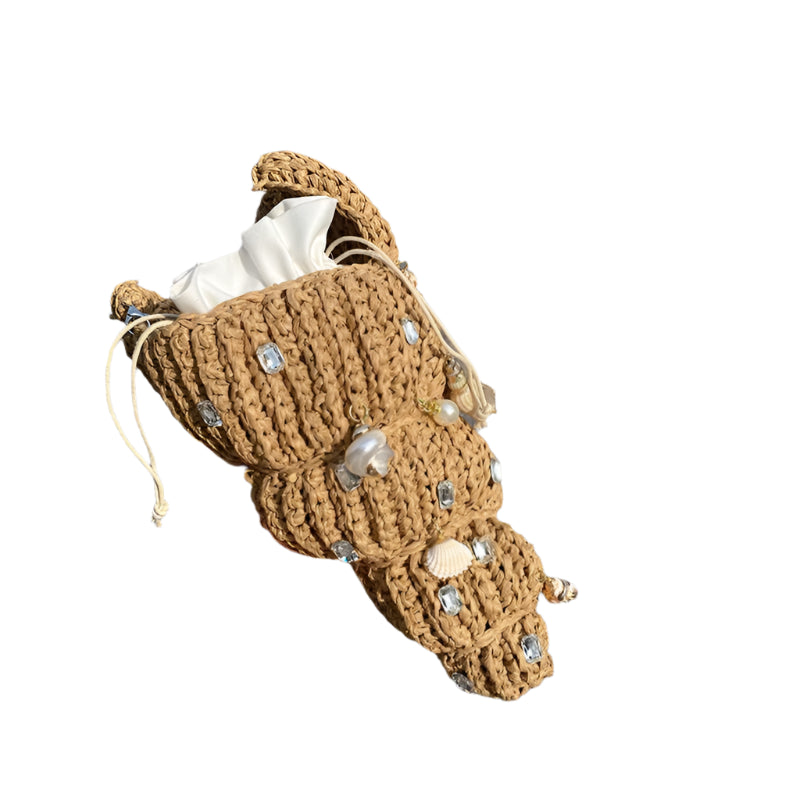 Conch Shell & Rhinestone Straw Bag
