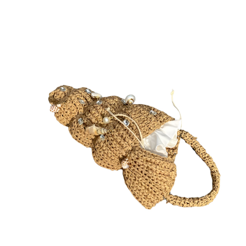 Conch Shell & Rhinestone Straw Bag