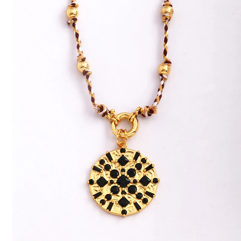 Celestial & Evil Eye Cord & Bead Necklace