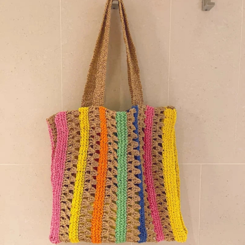 Striped Straw Bag