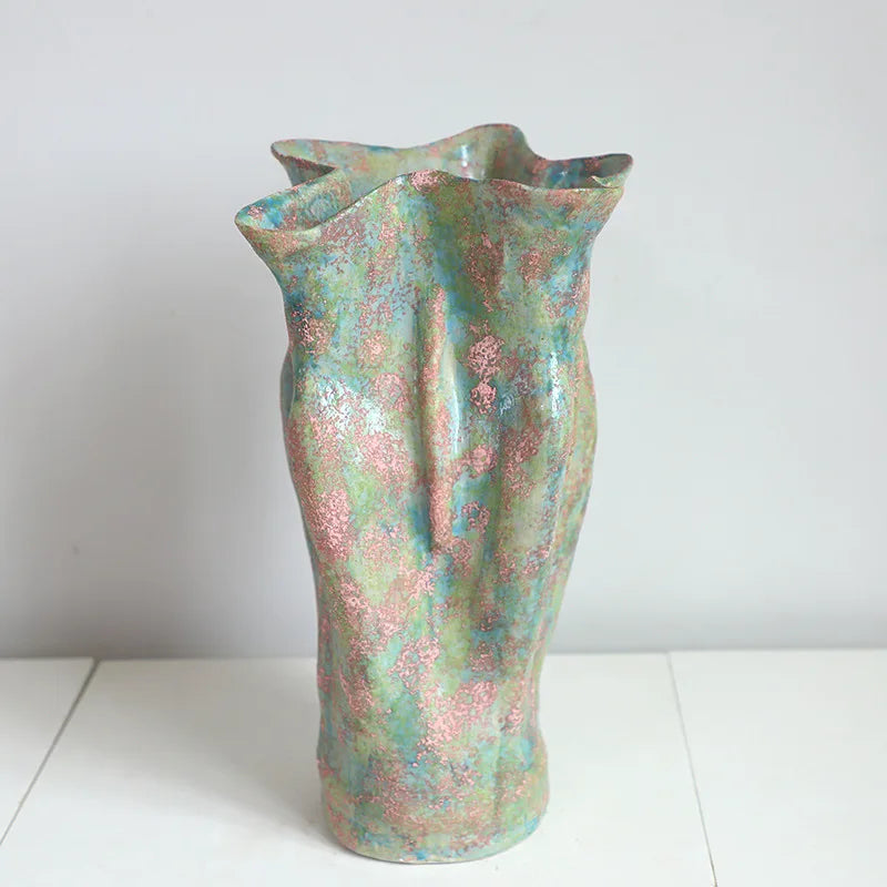 Green Large Mouth Ceramic Vase