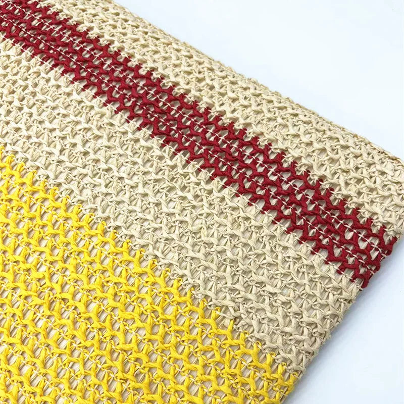 Straw Woven Handbag with Beaded Handle