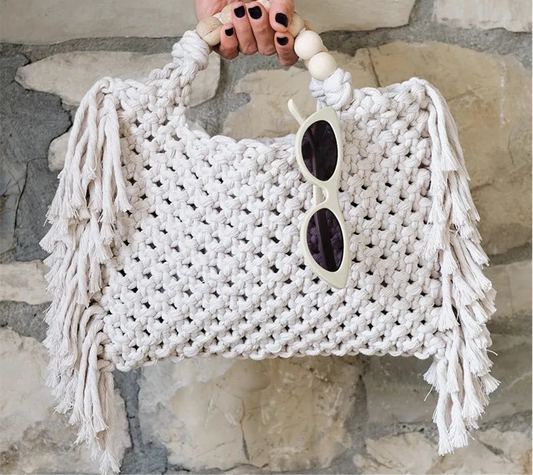 Crochet Boho Fringe Beach Bag