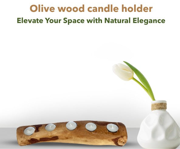 Olive Wood Candle Holder
