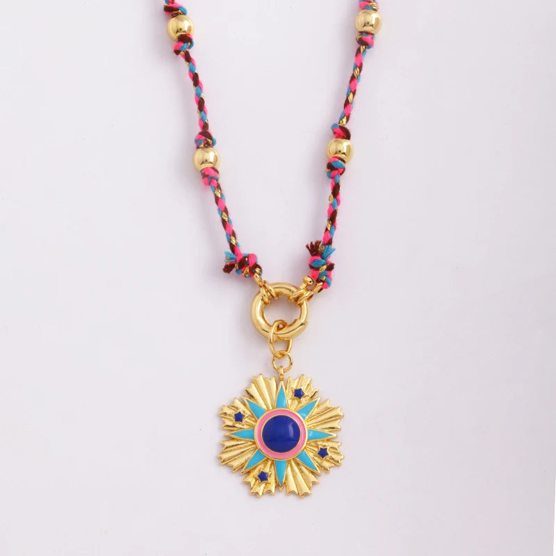 Celestial & Evil Eye Cord & Bead Necklace