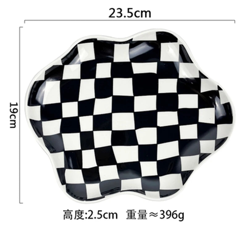 Chessboard Ceramic Plate (Black, Orange or Green)