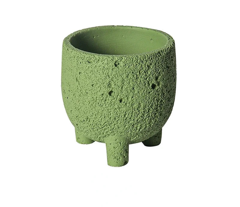 Volcanic Stone Cement Flower Pot with Feet