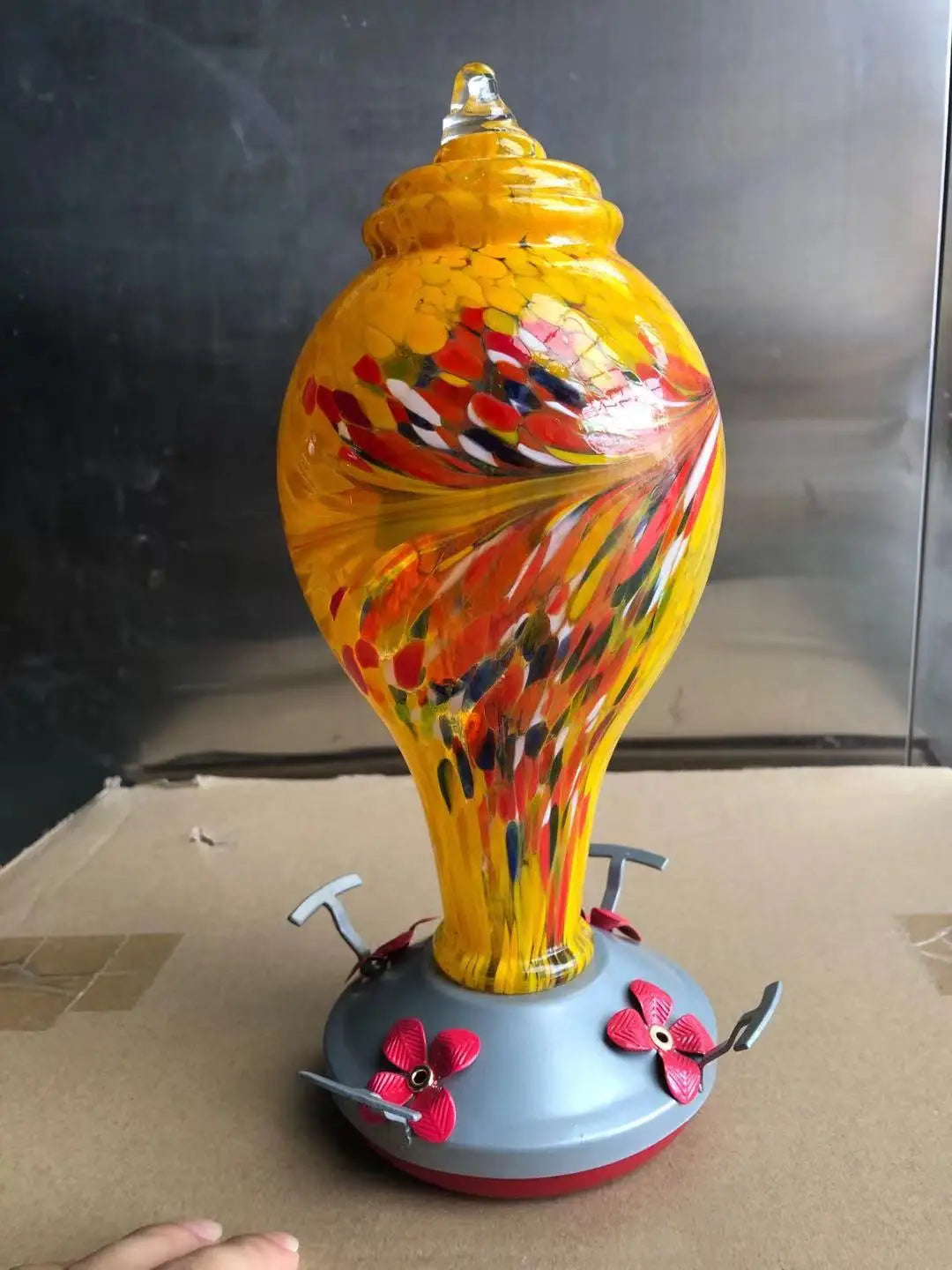 Hand-blown Glass Hummingbird Feeder