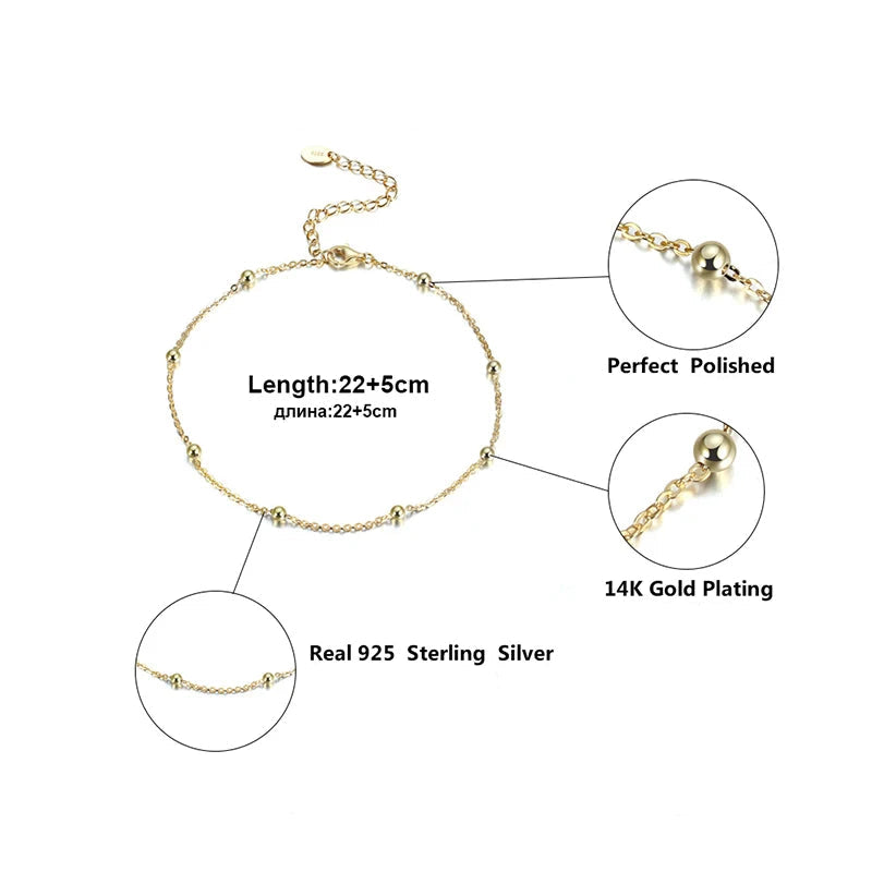 14K Gold Plated Sterling Silver Anklets (22 style options)