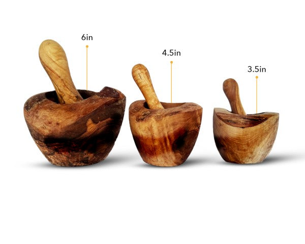 Olive Wood Mortar & Pestle. (6 inch)