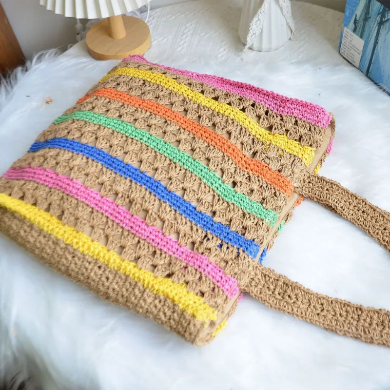 Striped Straw Bag