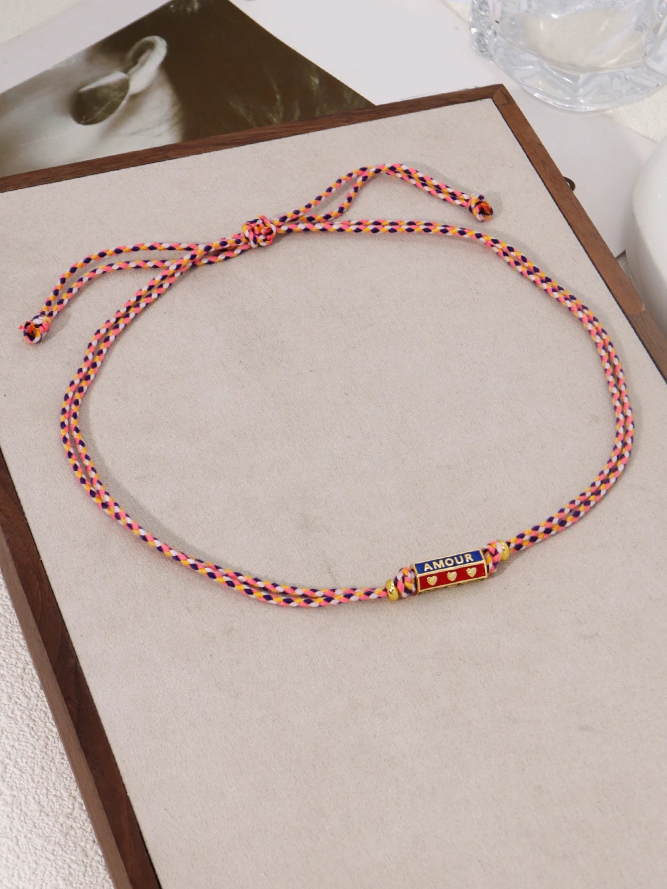 Handmade Braided Rope Pendant Necklace with Charms