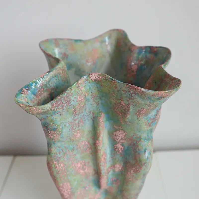 Green Large Mouth Ceramic Vase
