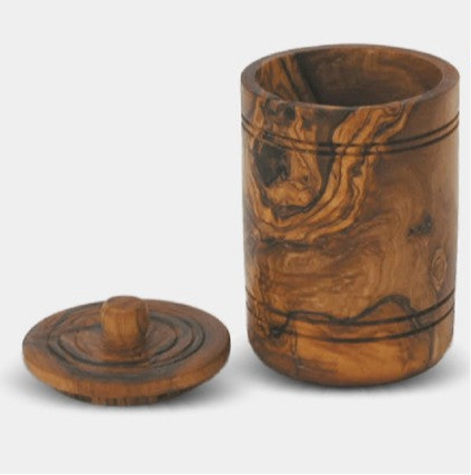 Olive Wood Salt Jar with Lid