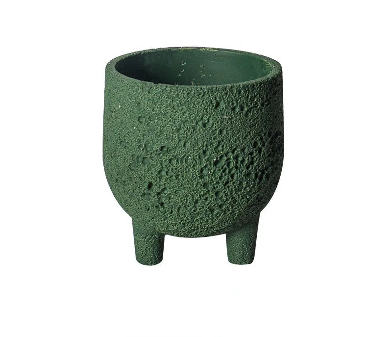 Volcanic Stone Cement Flower Pot with Feet