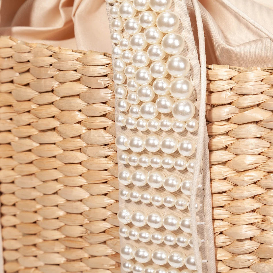 Handmade Beaded Straw Bag