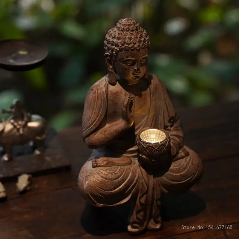 Outdoor Zen Buddha Sculpture Solar Light Garden Decoration