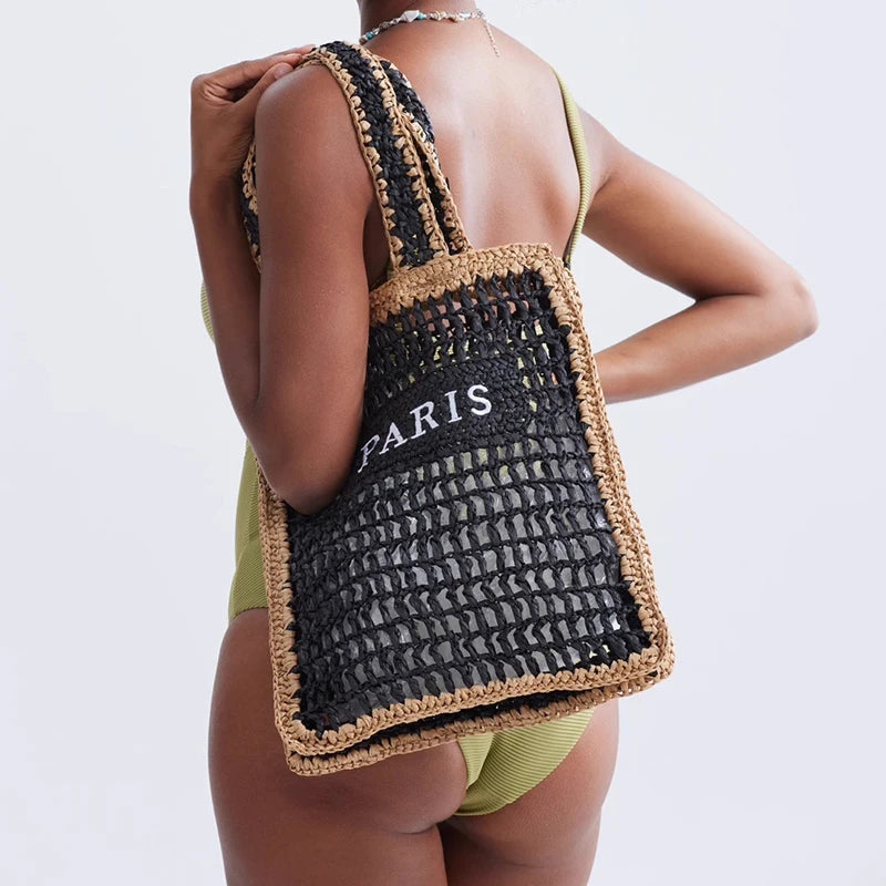 Straw Patchwork Shoulder Bag
