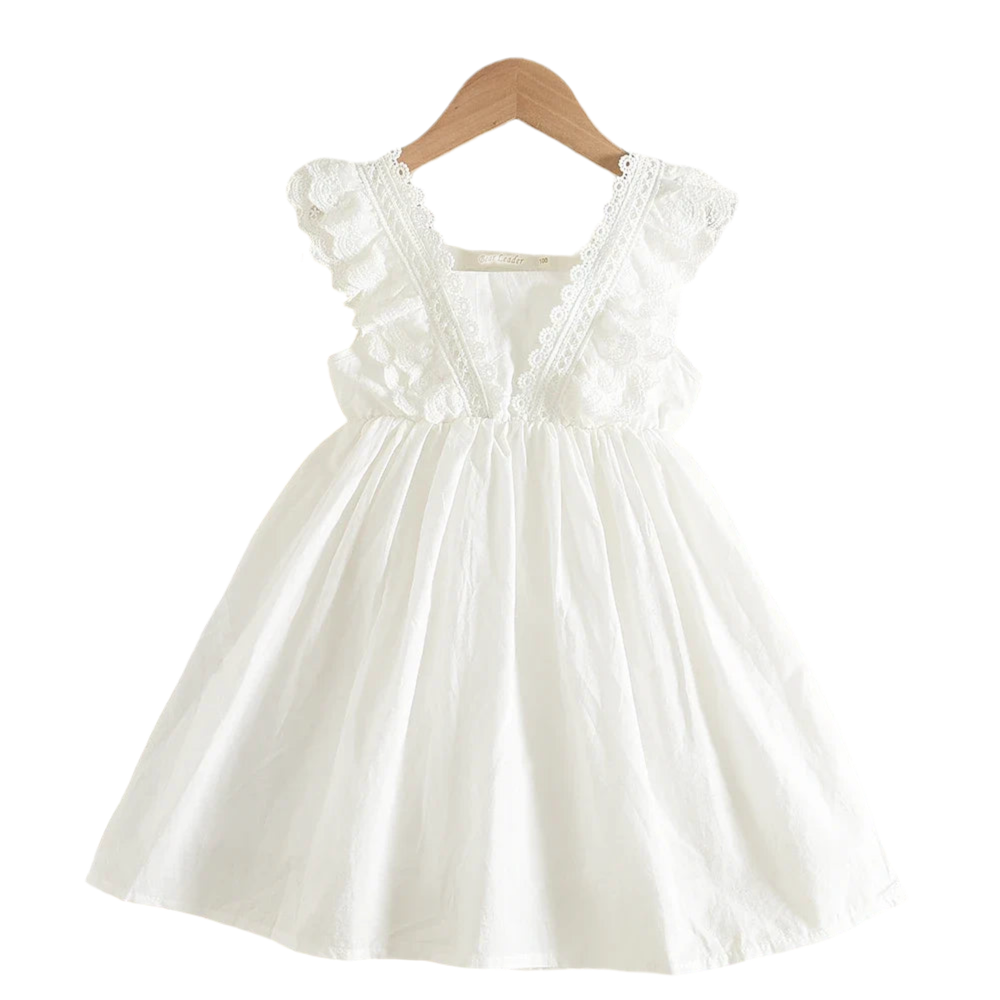 Girl's White Eyelet Dress (2 style options)