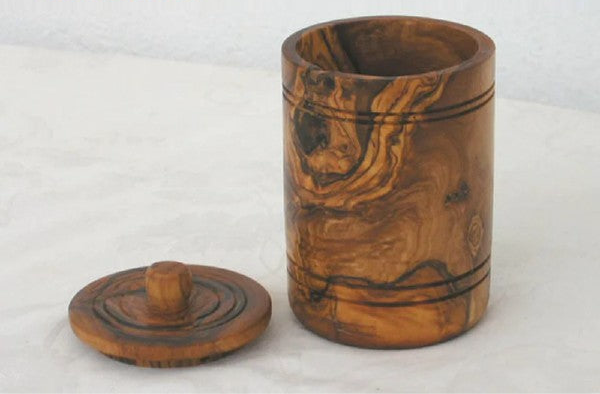Olive Wood Salt Jar with Lid