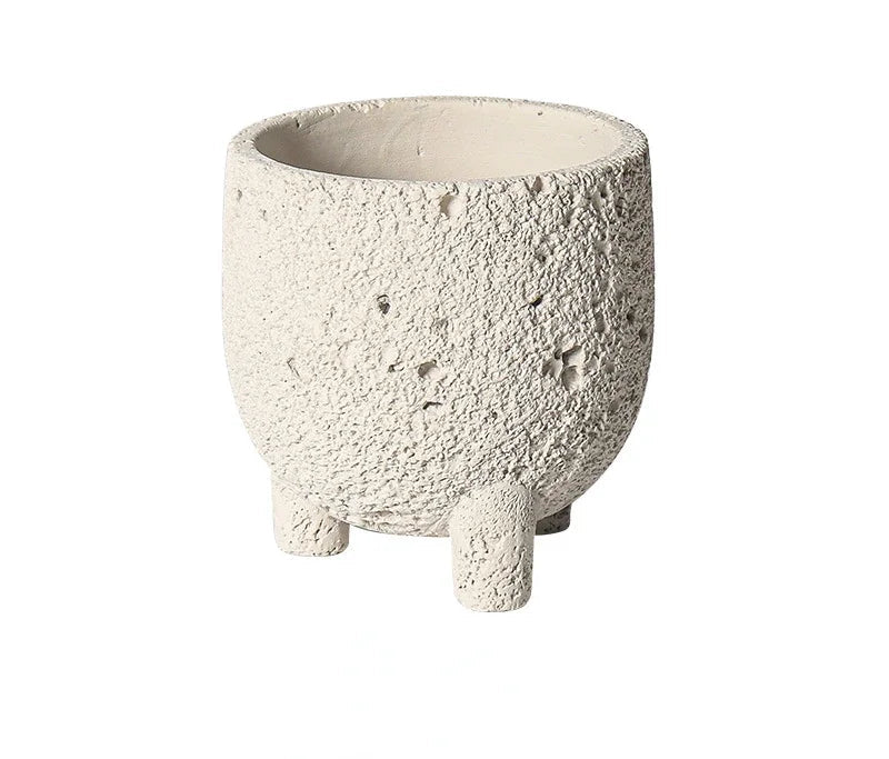Volcanic Stone Cement Flower Pot with Feet