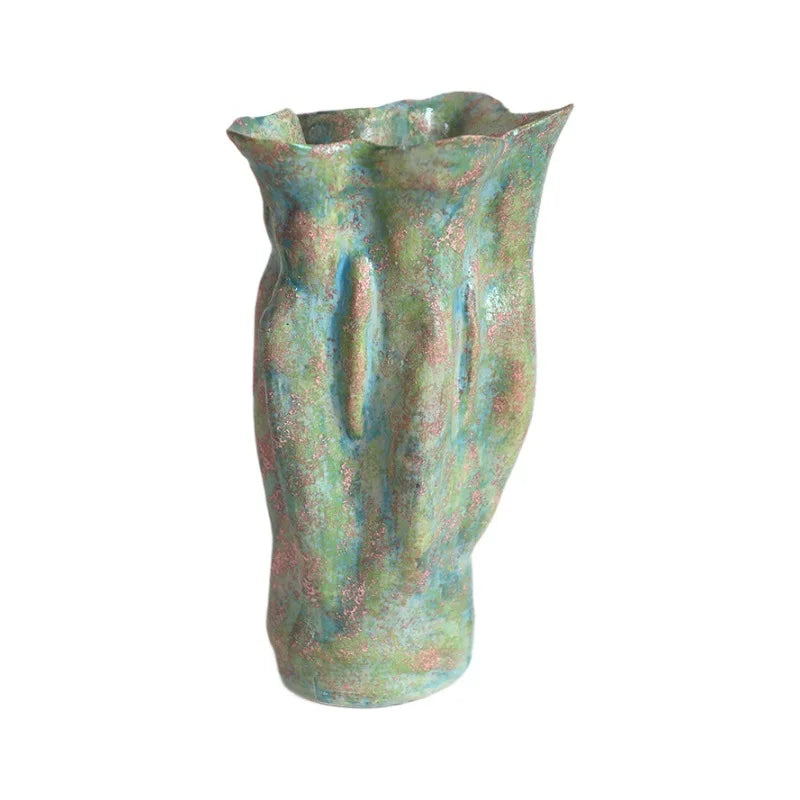 Green Large Mouth Ceramic Vase