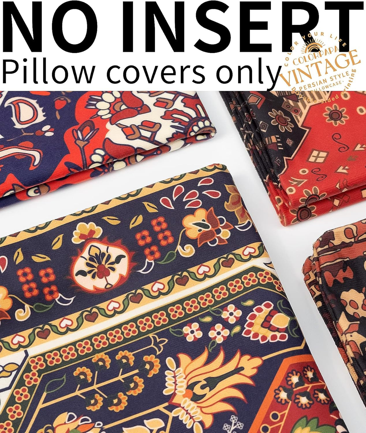 Red Pillow Covers 20X20 Set of 4 Boho Decorative Throw Pillows for Couch Living Room Cushion Bed Outdoor Persian Carpet Home Decor