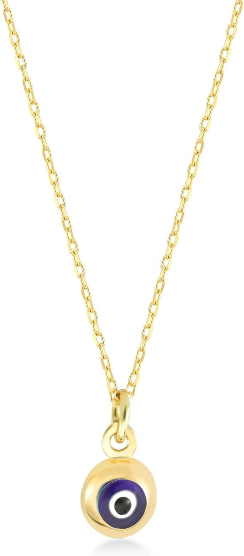 Evil Eye Beaded Necklace in 14K Solid Gold | 14K Gold Eye Necklace for Women | Evil Eye Jewelry